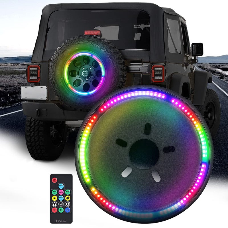 AUDEXEN RGB Third Brake Light, RGB Spare Tire Lights with RF Wireless Remote Controller Compatible with Jeep Wrangler JK JKU 2007-2018 - Image 1